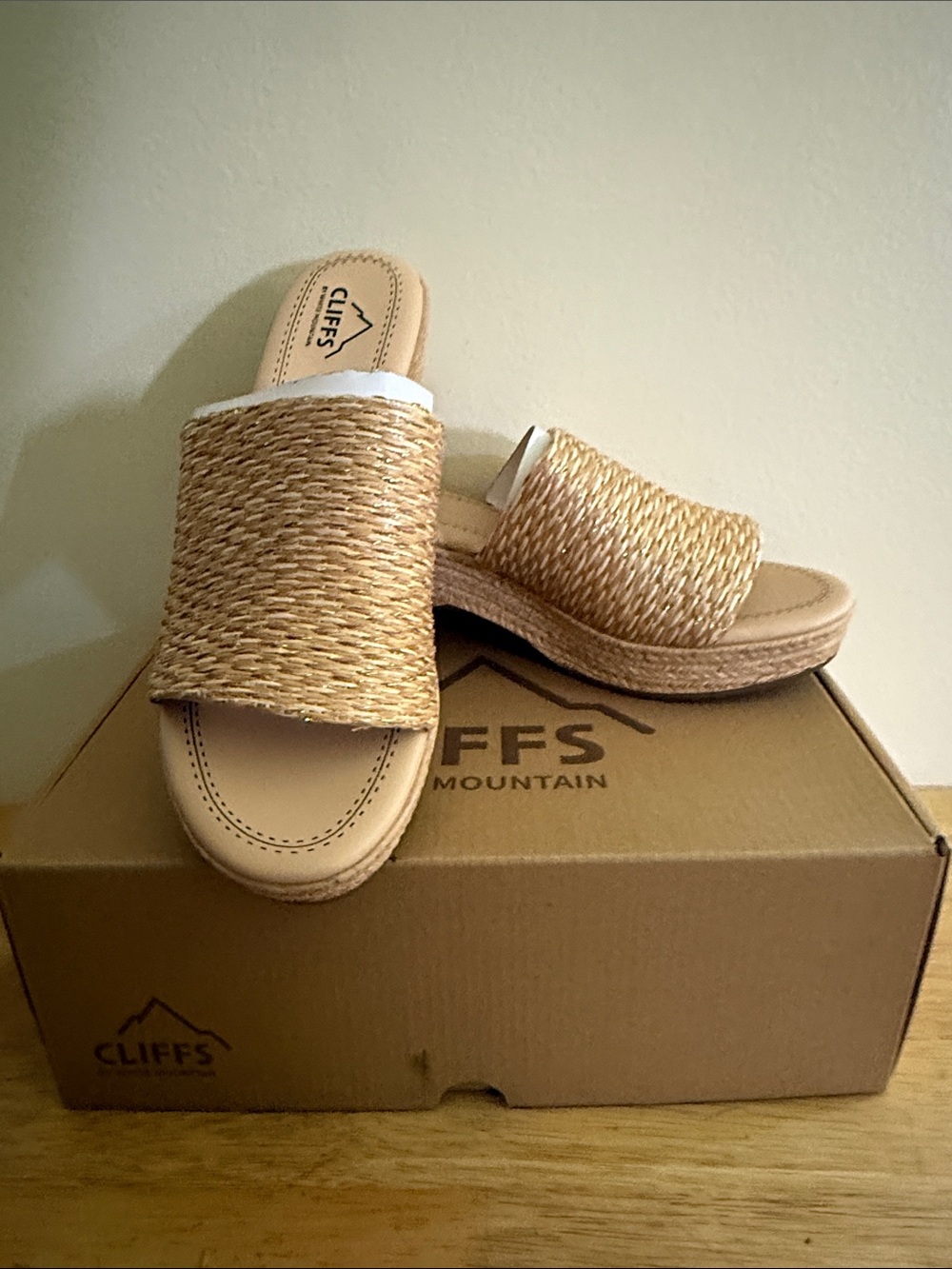 Cliffs by WHITE MOUNTAIN Tan Natural Woven Slide Mules